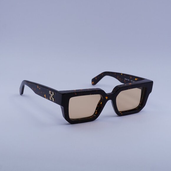 Off-White OERI146 SILVERSTONE 6062 Sunglasses Havana Square Frame, Camel Lenses - Picture 2 of 12